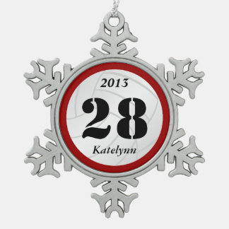 Aangepaste monogram Volleyball-versiering Tin Sneeuwvlok Ornament