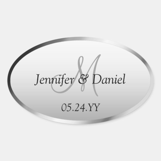 Aangepaste monogram voor huwelijkscelebratie Artis Ovale Sticker (Voorkant)