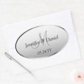 Aangepaste monogram voor huwelijkscelebratie Artis Ovale Sticker (Envelop)