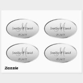 Aangepaste monogram voor huwelijkscelebratie Artis Ovale Sticker (Vel)