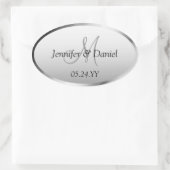 Aangepaste monogram voor huwelijkscelebratie Artis Ovale Sticker (Tas)