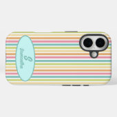 Aangepaste Monogram Vrolijke Pastelstrepen Case-Mate iPhone Case (Achterkant (horizontaal))