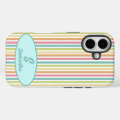 Aangepaste Monogram Vrolijke Pastelstrepen Case-Mate iPhone Case (Achterkant (horizontaal))