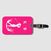 Aangepaste Monogram Vrouwen Gepersonaliseerde Roze Bagagelabel (Voorkant (horizontaal))