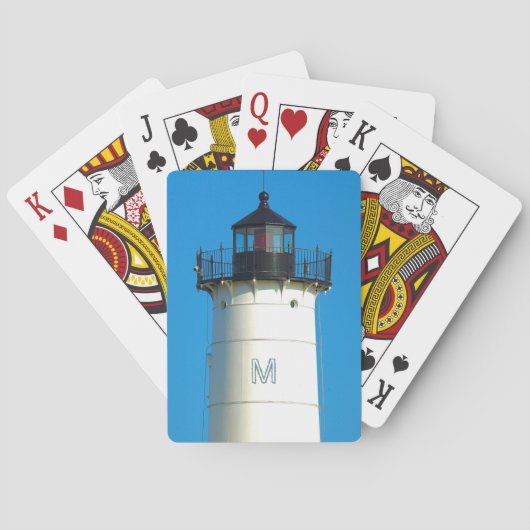 Aangepaste monogram vuurtoren pokerkaarten (Achterkant)