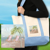 Aangepaste monogram Waterverf Beach Scene Tote Bag