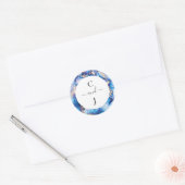 Aangepaste Monogram Waterverf Bruiloft Ronde Sticker (Envelop)