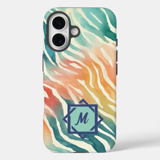 Aangepaste monogram Waterverf Case-Mate iPhone Case (Achterkant)