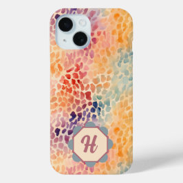 Aangepaste monogram Waterverf iPhone 15 Case