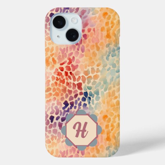 Aangepaste monogram Waterverf Case-Mate iPhone Case (Achterkant)