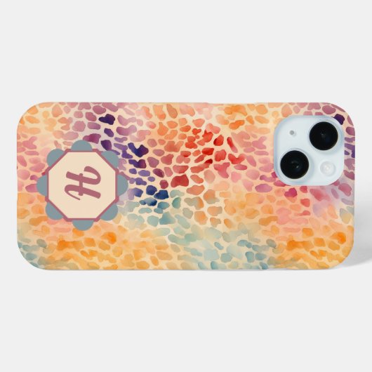 Aangepaste monogram Waterverf Case-Mate iPhone Case (Achterkant (horizontaal))