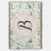 Aangepaste monogram Waterverf Groene Ivy Floral Bl Deken (Voorkant Verticaal)