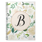 Aangepaste monogram Waterverf Groene Ivy Floral Bl Notitieboek (Voorkant)