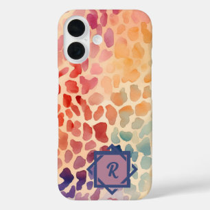 Aangepaste Monogram Waterverf Kleurrijke Artistiek iPhone 16 Hoesje
