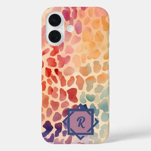 Aangepaste Monogram Waterverf Kleurrijke Artistiek Case-Mate iPhone Case (Achterkant)