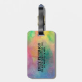 Aangepaste monogram Waterverven achtergrond Bagagelabel (Achterkant verticaal)