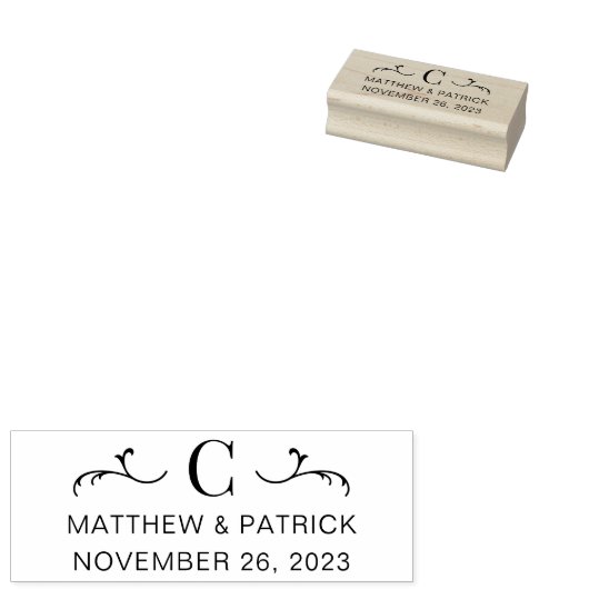 Aangepaste monogram-weddenschappen en datum rubberstempel (Gestempeld)