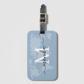 Aangepaste monogram wereldreisbureau - Blauwe kaar Bagagelabel (Voorkant (verticaal))