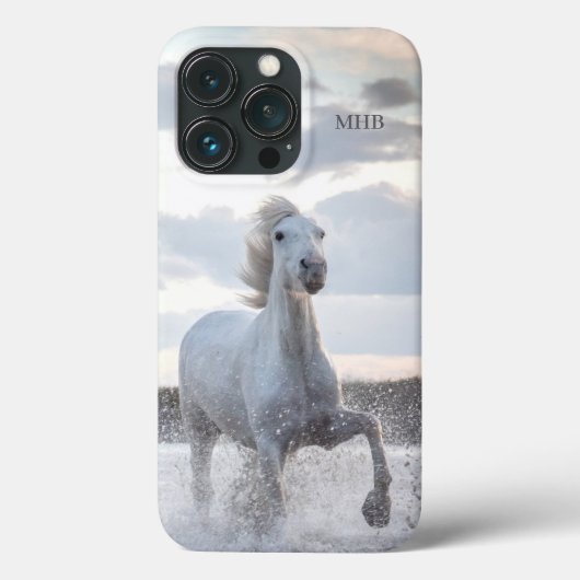 Aangepaste Monogram White Horse-telefoongevallen Case-Mate iPhone Case (Achterkant)