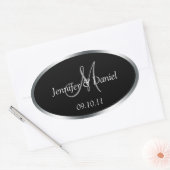 Aangepaste monogram-wijnlabels om aan te passen ovale sticker (Envelop)