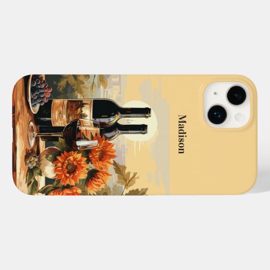 Aangepaste Monogram Wijnliefhebber Case-Mate iPhone Case (Achterkant (horizontaal))