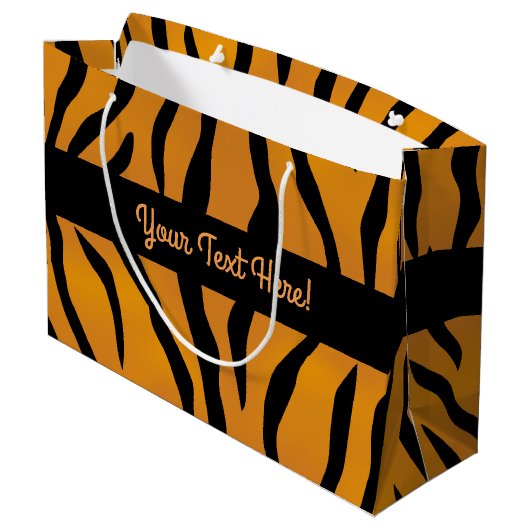 Aangepaste monogram Wilde Ding Tiger Stripes Large Cadeautasje (Achterkant Gekanteld)