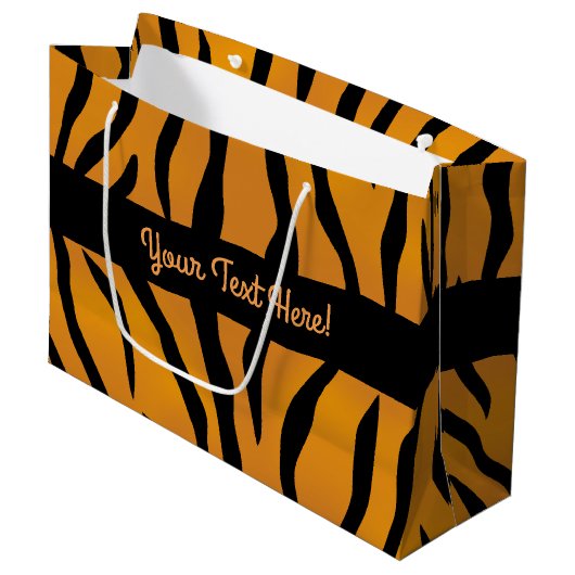 Aangepaste monogram Wilde Ding Tiger Stripes Large Cadeautasje (Voorkant Gekanteld)