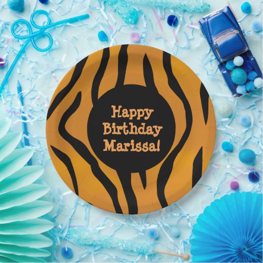 Aangepaste monogram Wilde Ding Tiger Stripes Papieren Bordje (Feest)