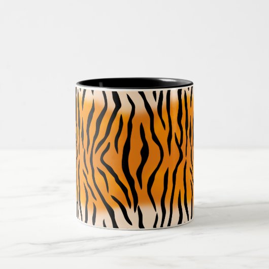 Aangepaste monogram Wilde Ding Tiger Stripes Tweekleurige Koffiemok (Center)
