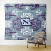 Aangepaste monogram Wilgboom blauwe wandtapijt Wandkleed (In Situ (horizontaal))