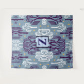 Aangepaste monogram Wilgboom blauwe wandtapijt Wandkleed (Voorkant (horizontaal))