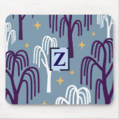 Aangepaste Monogram Willow Tree Blue Muismat (Voorkant)