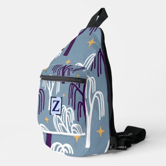 Aangepaste Monogram Willow Tree Patroon Sling Bag (Rechterhoek)