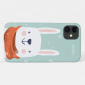 Aangepaste monogram Winter Bunny-telefoongevallen Case-Mate iPhone Case (Achterkant (horizontaal))