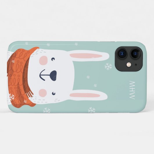 Aangepaste monogram Winter Bunny-telefoongevallen Case-Mate iPhone Case (Achterkant (horizontaal))