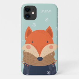 Aangepaste monogram Winter Fox-telefoongevallen Case-Mate iPhone Case