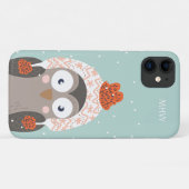 Aangepaste monogram Winter Owl telefoongevallen Case-Mate iPhone Case (Achterkant (horizontaal))