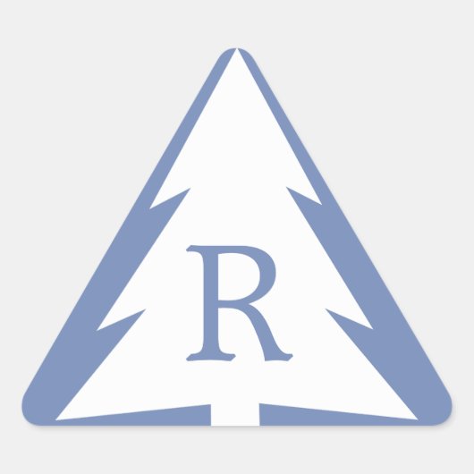 Aangepaste monogram witte boom op blauw kerstfeest sticker (Voorkant)