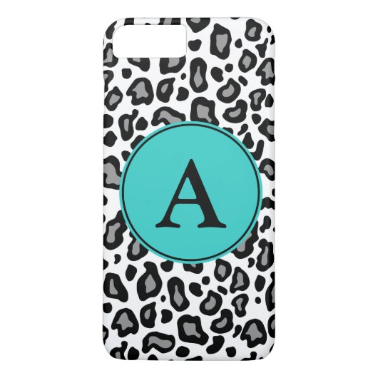 Aangepaste Monogram Witte Luipaard iPhone Plus Hoe Case-Mate iPhone Case (Achterkant)