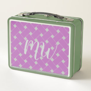 Aangepaste monogram zacht Paarse, roze weefpatroon