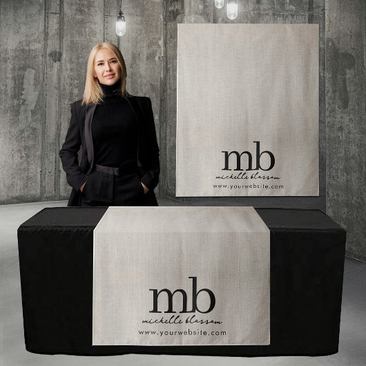Aangepaste Monogram Zakelijke Tafel Runner Banner  Wandkleed