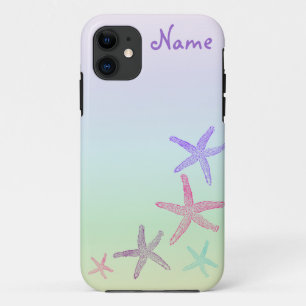Aangepaste monogram zeester pastel iPhone 11 hoesje
