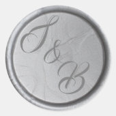 Aangepaste Monogram zilverwas-trouwstickers voor z Ronde Sticker (Voorkant)