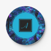 Aangepaste monogram zwart Blauw Abstracte verjaard Papieren Bordje (Voorkant)