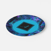 Aangepaste monogram zwart Blauw Abstracte verjaard Papieren Bordje (Gekanteld)