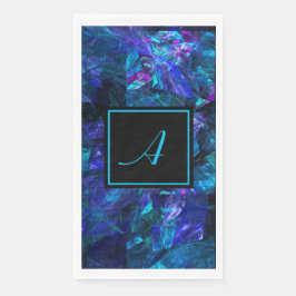 Aangepaste monogram zwart Blauw Abstracte verjaard Servet