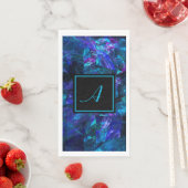 Aangepaste monogram zwart Blauw Abstracte verjaard Servet (Insitu)