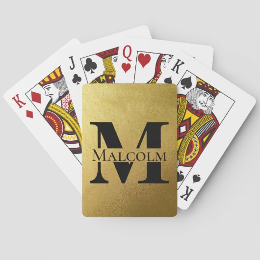 Aangepaste monogram zwart en goud - op maat pokerkaarten (Achterkant)