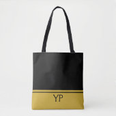 Aangepaste monogram zwart en goud tote bag (Voorkant)
