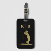 Aangepaste Monogram Zwart Goud Gepersonaliseerde G Bagagelabel (Voorkant (verticaal))